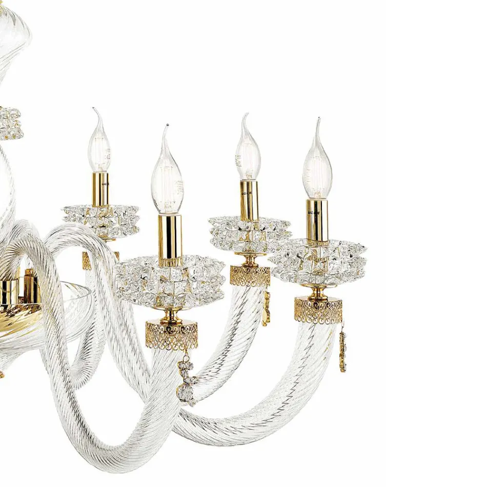 Classic Chandelier 12 Lights in Italian Luxury Handcrafted Glass - Saline Viadurini