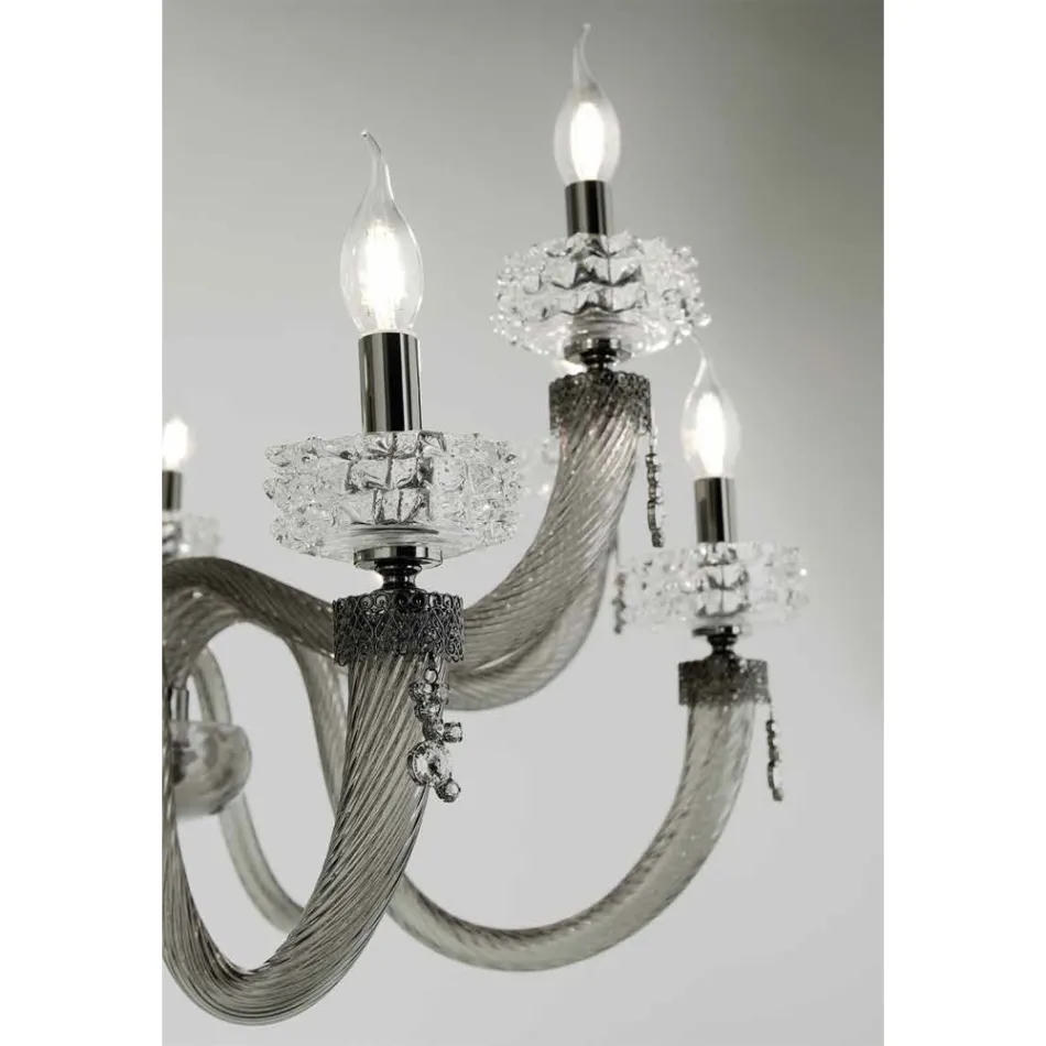 Classic Chandelier 12 Lights in Italian Luxury Handcrafted Glass - Saline Viadurini