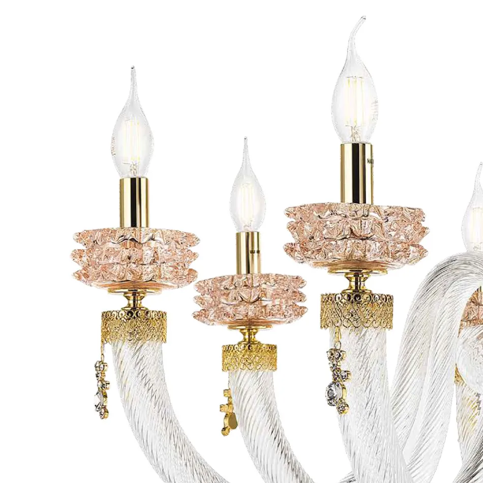 Classic Chandelier 12 Lights in Italian Luxury Handcrafted Glass - Saline Viadurini