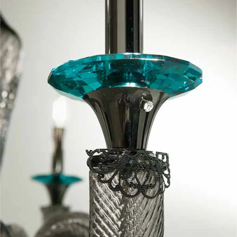Classic Chandelier 12 Lights in Handcrafted Glass and Crystals - Magrena Viadurini