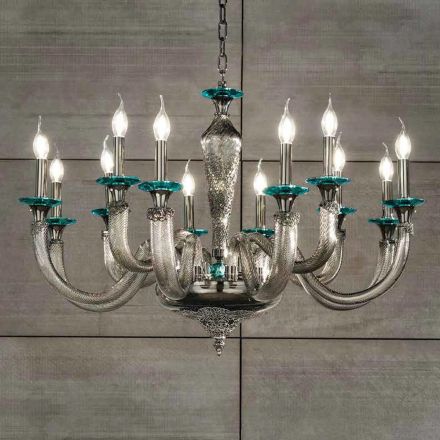 Classic Chandelier 12 Lights in Handcrafted Glass and Crystals - Magrena Viadurini