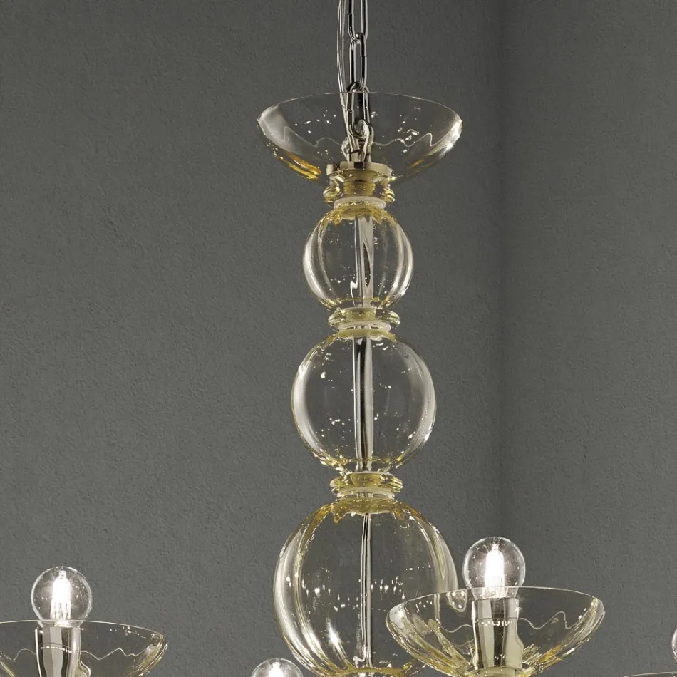 Classic Chandelier 12 Lights in Venetian Glass Made in Italy - Foscarino Viadurini