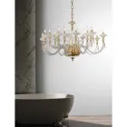Classic Chandelier 16 Lights Blown Glass Floral Details - Bluminda Viadurini