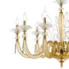 Classic Chandelier 16 Lights Blown Glass Floral Details - Bluminda Viadurini