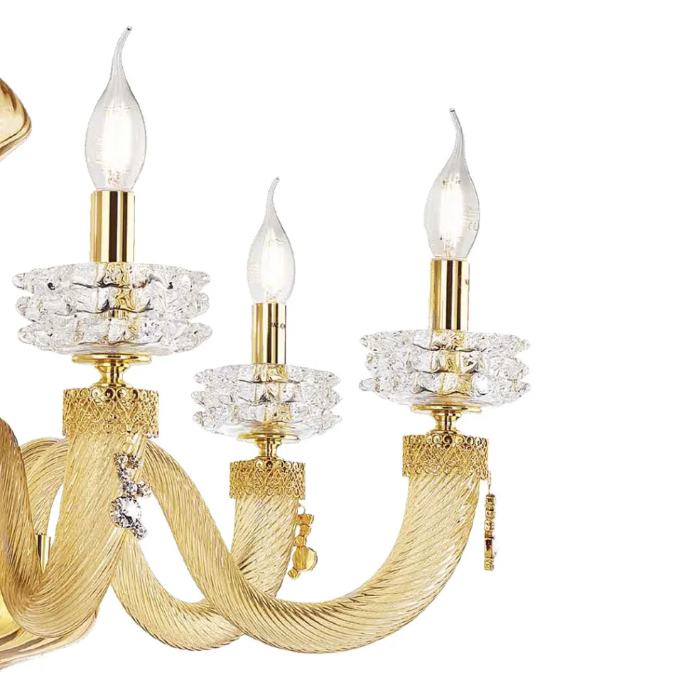 Classic Chandelier 18 Lights in Italian Luxury Handcrafted Glass - Saline Viadurini