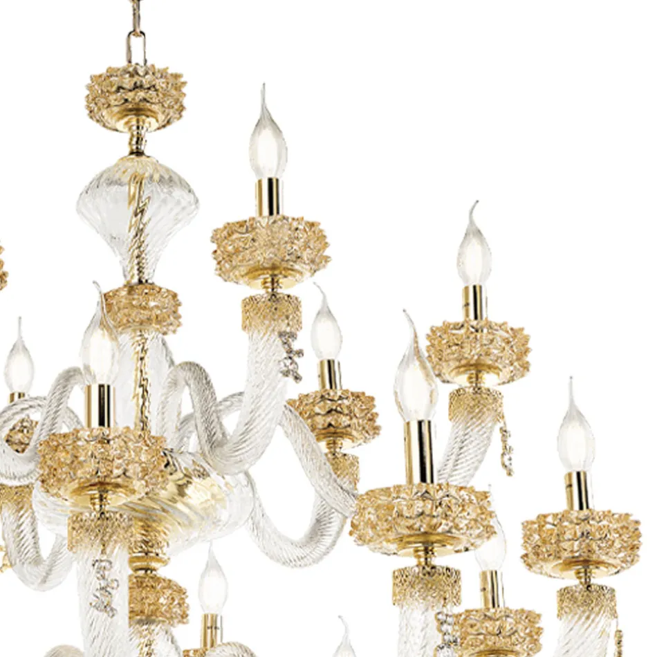 Classic Chandelier 18 Lights in Italian Luxury Handcrafted Glass - Saline Viadurini