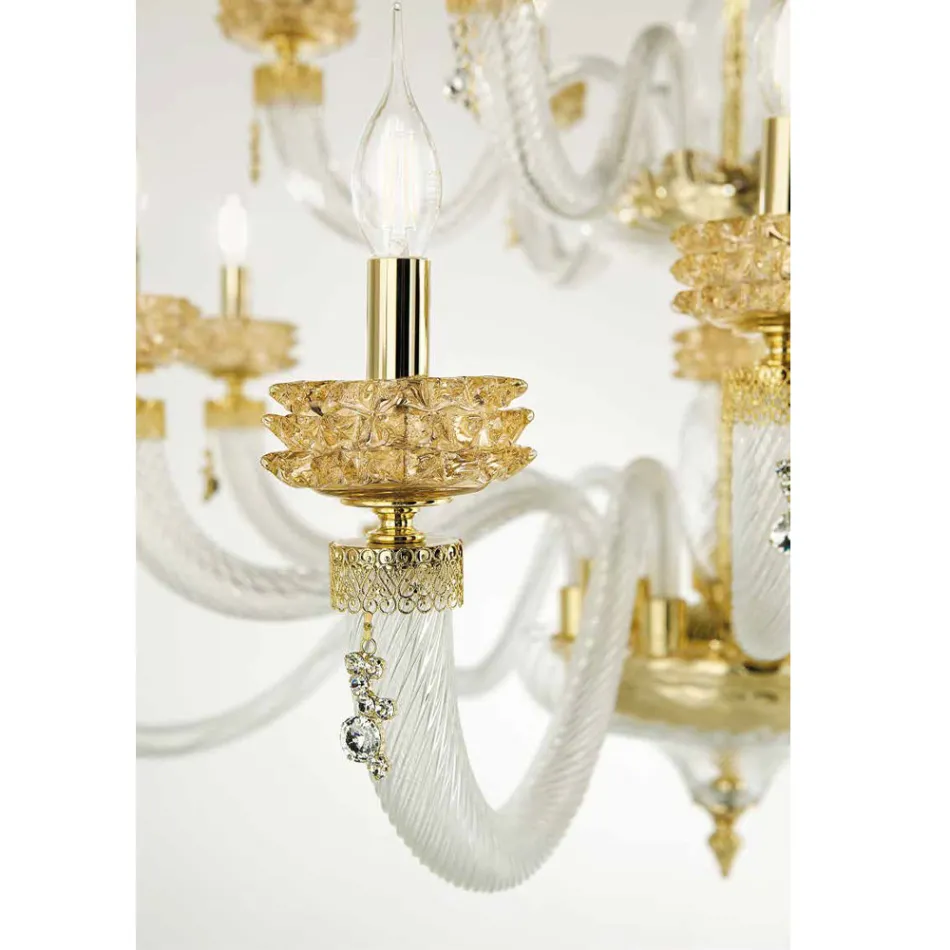 Classic Chandelier 18 Lights in Italian Luxury Handcrafted Glass - Saline Viadurini
