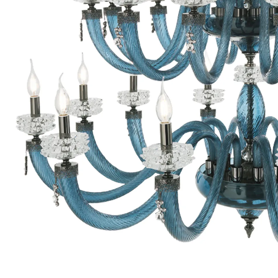 Classic Chandelier 18 Lights in Italian Luxury Handcrafted Glass - Saline Viadurini