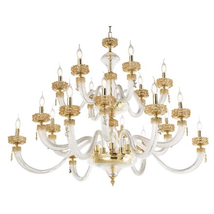 Classic Chandelier 18 Lights in Italian Luxury Handcrafted Glass - Saline Viadurini