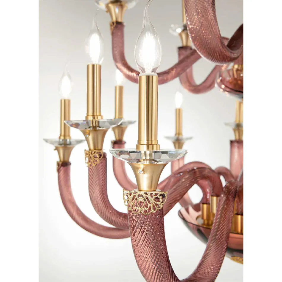 Classic Chandelier 18 Lights in Handcrafted Glass and Crystals - Magrena Viadurini