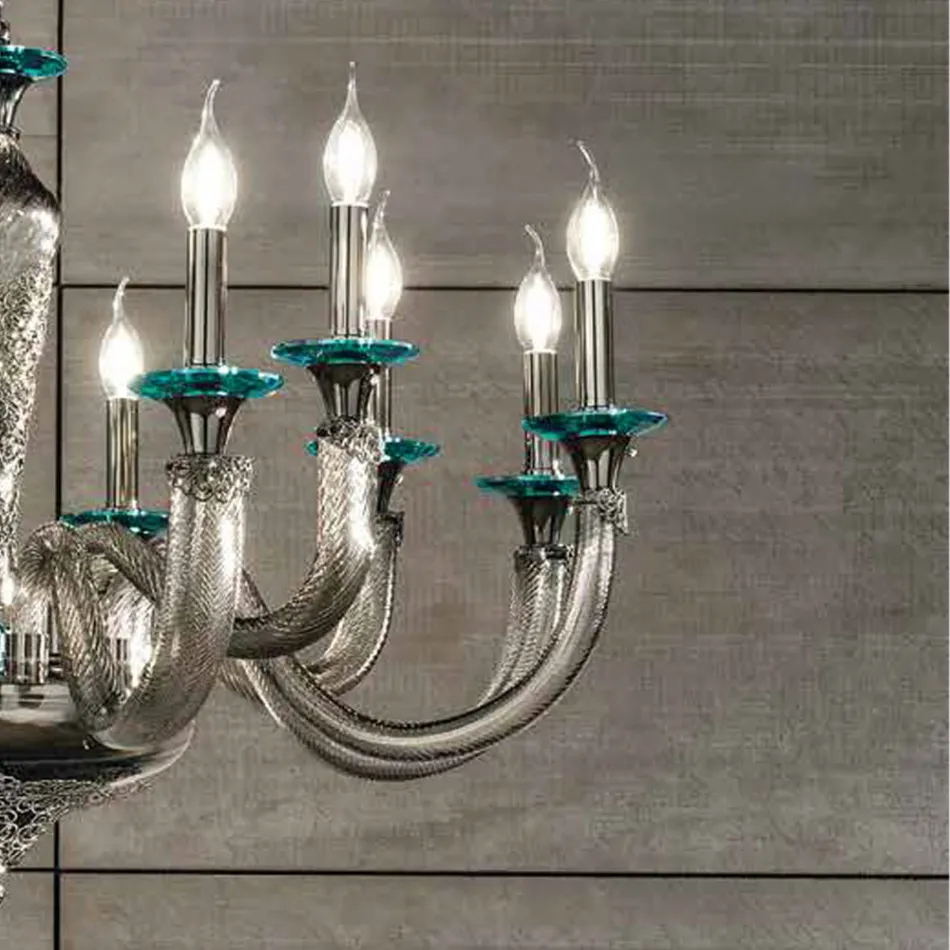 Classic Chandelier 18 Lights in Handcrafted Glass and Crystals - Magrena Viadurini