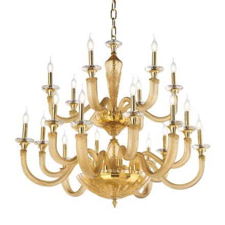 Classic Chandelier 18 Lights in Handcrafted Glass and Crystals - Magrena Viadurini