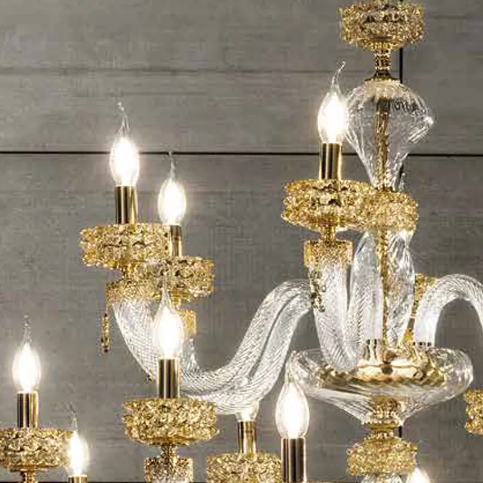 Classic Chandelier 30 Lights in Italian Luxury Handcrafted Glass - Saline Viadurini