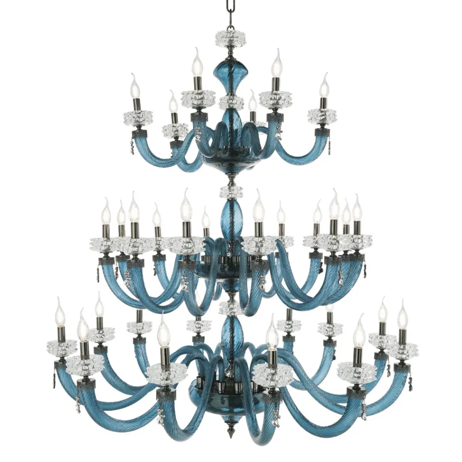 Classic Chandelier 30 Lights in Italian Luxury Handcrafted Glass - Saline Viadurini