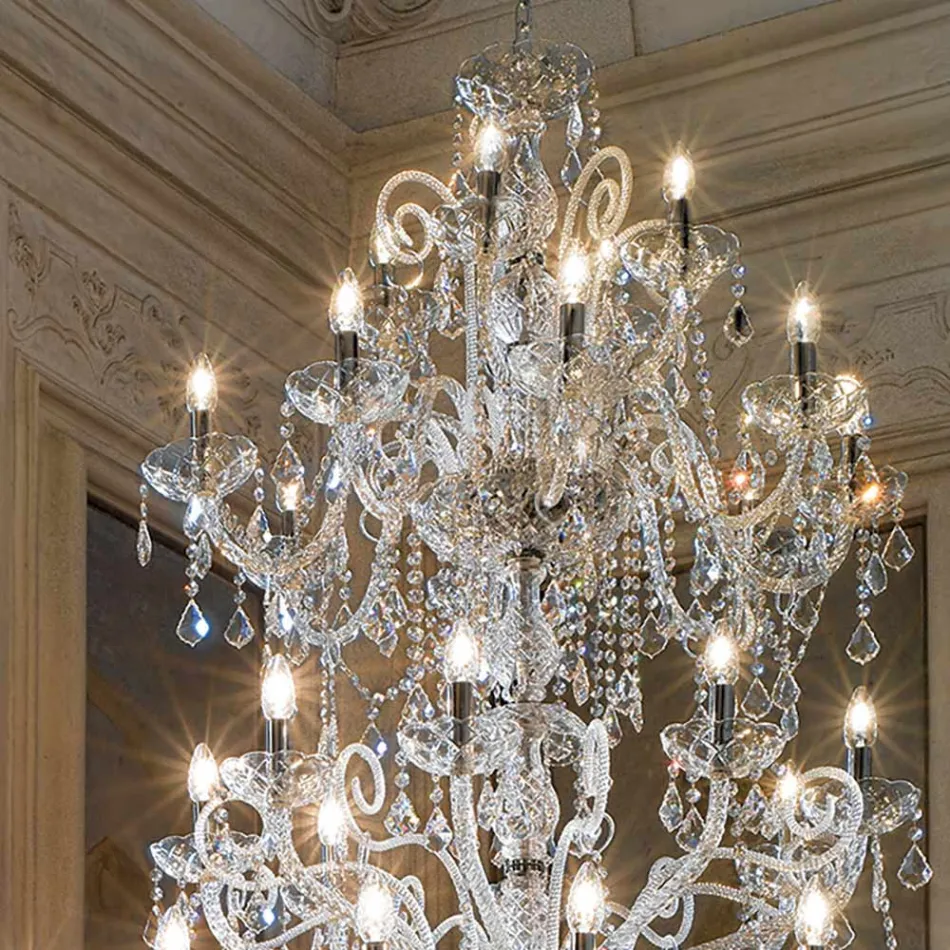 Classic Chandelier 36 Lights in Venice Glass Made in Italy - Florentine Viadurini
