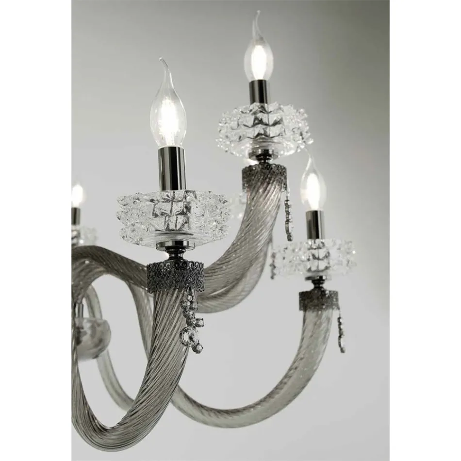 Classic 6 Lights Chandelier in Italian Luxury Handcrafted Glass - Saline Viadurini