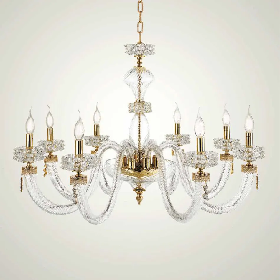 Classic Chandelier 8 Lights in Italian Luxury Handcrafted Glass - Saline Viadurini