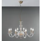 Classic Chandelier 8 Lights in Handmade Italian Glass and Metal - Oliver Viadurini