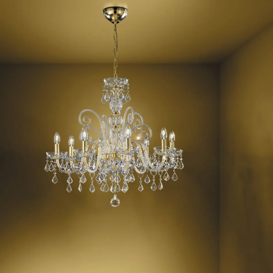 Classic Chandelier 8 Lights in Venetian Glass Made in Italy - Florentine Viadurini