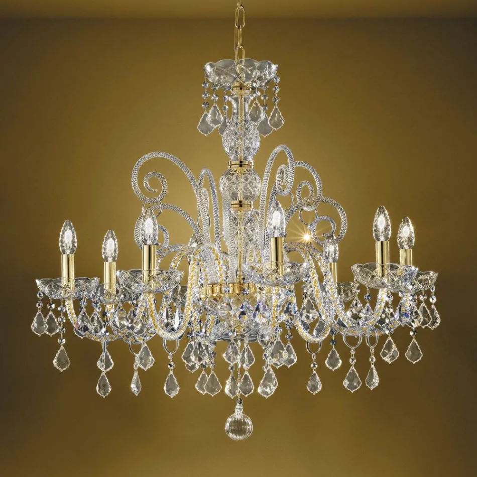 Classic Chandelier 8 Lights in Venetian Glass Made in Italy - Florentine Viadurini