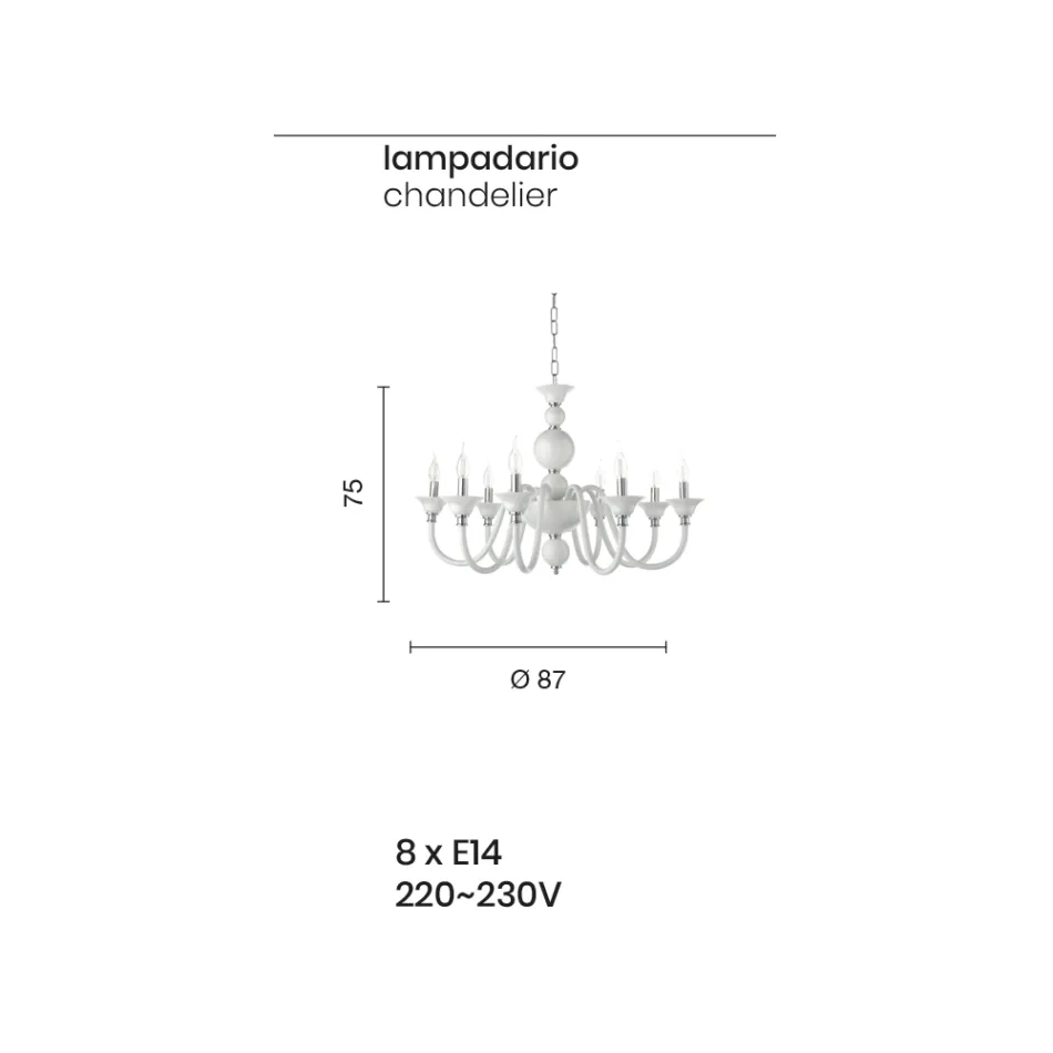 Luxury Italian Handmade Glass Chandelier 8 Lights - Mindful Viadurini