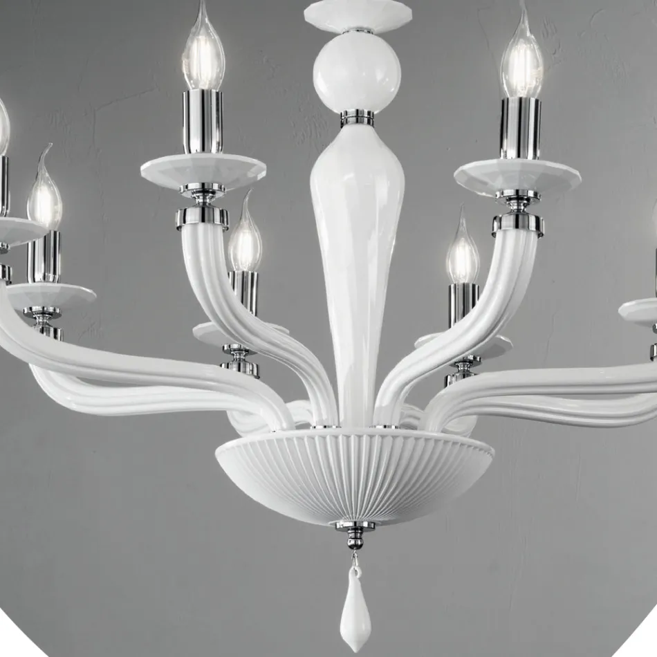 Classic 8 Lights Handmade Glass Rigaton and Metal Chandelier - Fievole Viadurini
