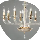 Classic 8 Lights Handmade Glass Rigaton and Metal Chandelier - Fievole Viadurini
