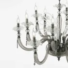 Classic Chandelier 8 Lights Blown Glass Floral Details - Bluminda Viadurini