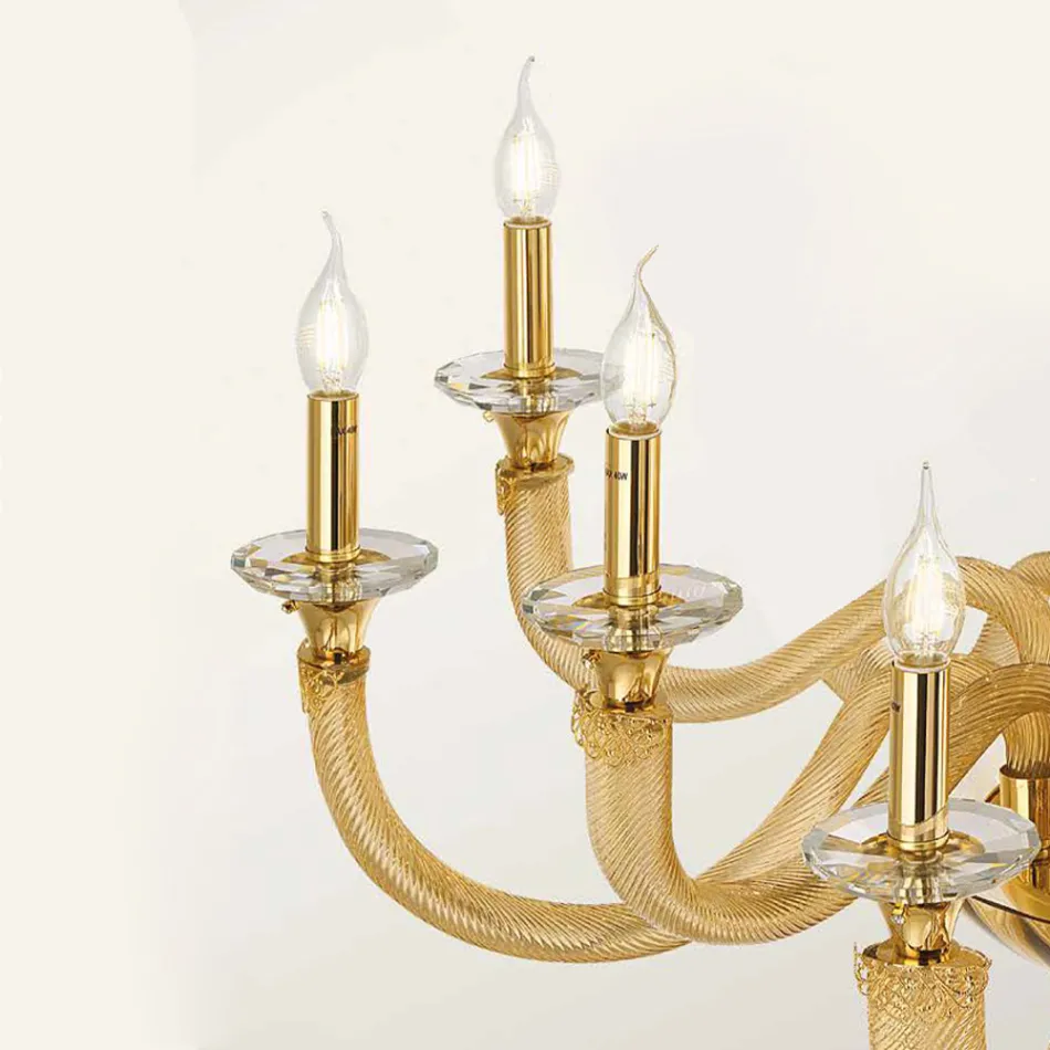 Classic 8 Lights Chandelier in Artisan Glass and Crystals - Magrena Viadurini