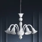 Classic Artisan Chandelier in Blown White Venetian Glass - Elsa Viadurini