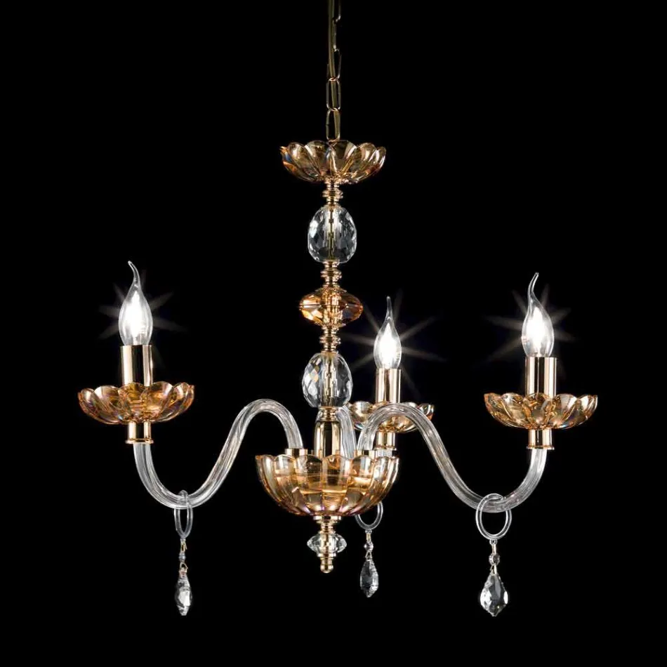 Classic crystal chandelier with 3 lights Belle, made in Italy Viadurini