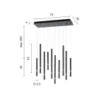 Chandelier with 10 LED Lights in Painted Metal and Adjustable Cables - Larch Viadurini