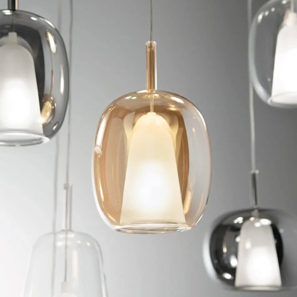Chandelier with 12 Lights in Glass and Transparent Wire Made in Italy - Trilly Viadurini