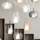 Chandelier with 12 Lights in Glass and Transparent Wire Made in Italy - Trilly Viadurini