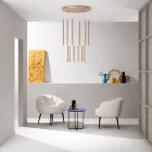 Chandelier with 12 LED Lights in Painted Metal and Adjustable Cables - Larch Viadurini
