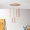 Chandelier with 12 LED Lights in Painted Metal and Adjustable Cables - Larch