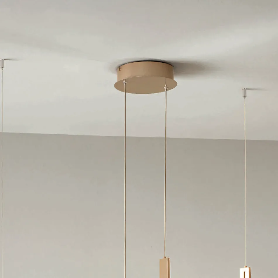 Chandelier with 2 LEDs with Removable Insert in Granulated Glass - Catalpa Viadurini