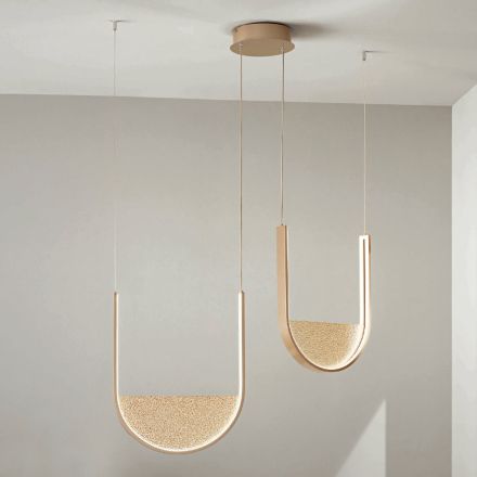 Chandelier with 2 LEDs with Removable Insert in Granulated Glass - Catalpa Viadurini