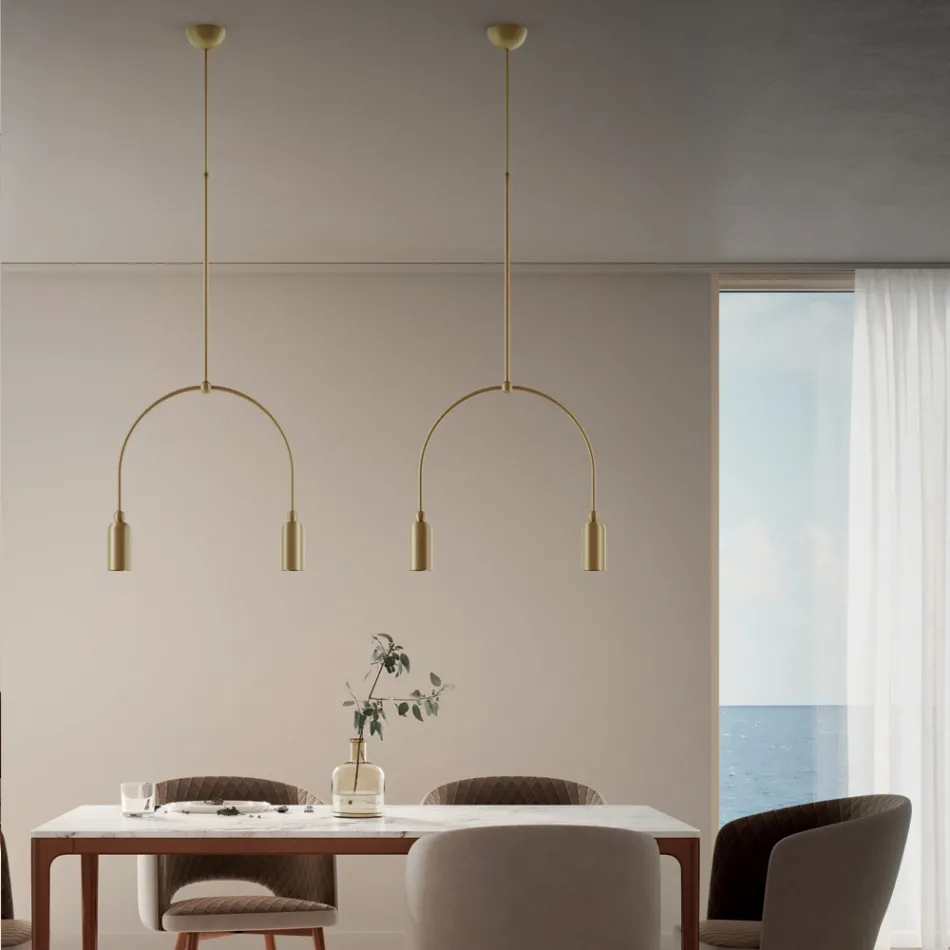 Chandelier with 2 Lights in Different Finishes Made in Italy - Lady Viadurini