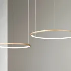 Chandelier with 2 or 3 Horizontal Roronde LED Lights in Painted Metal - Mulberry Viadurini