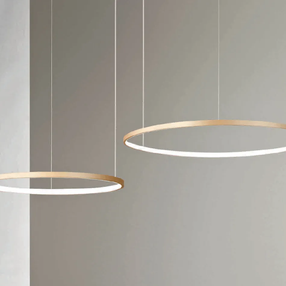 Chandelier with 2 or 3 Horizontal Roronde LED Lights in Painted Metal - Mulberry Viadurini