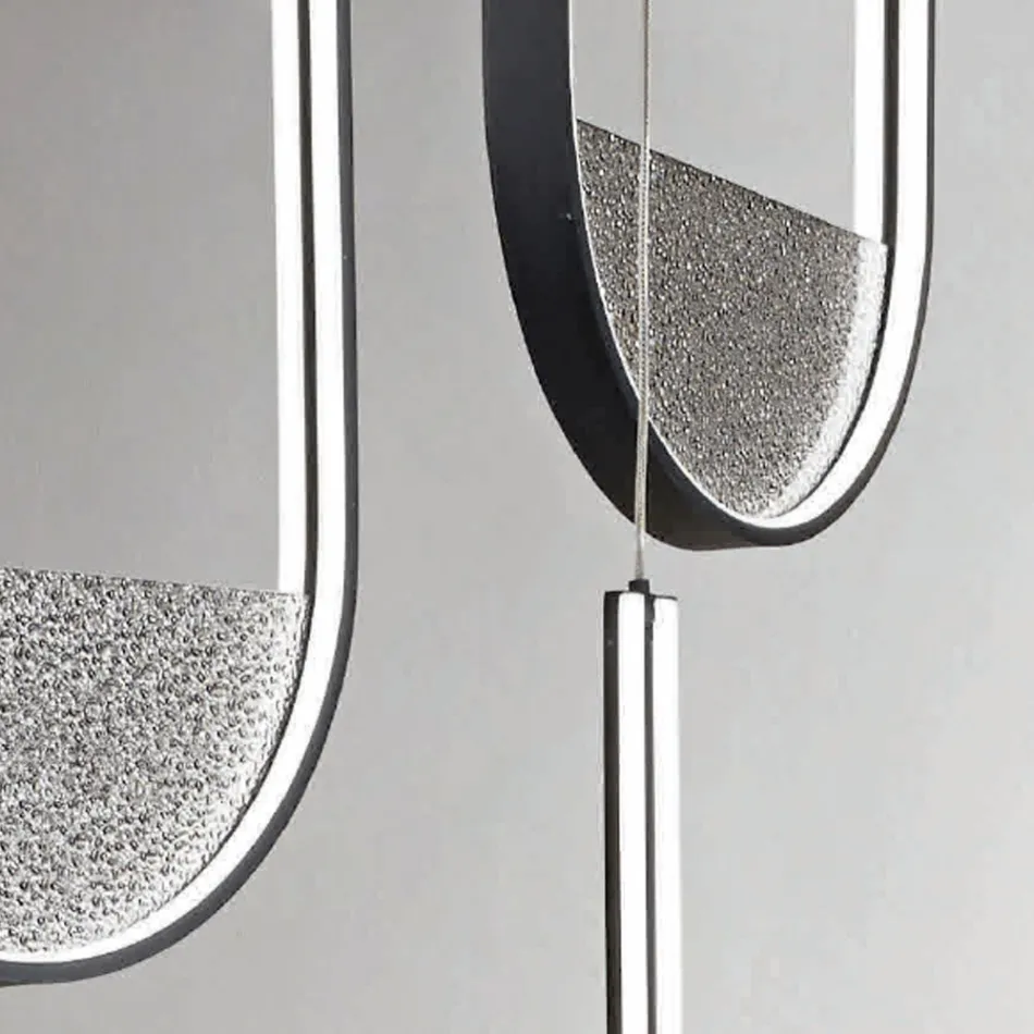 Chandelier with 3 LEDs with Removable Insert in Granulated Glass - Catalpa Viadurini