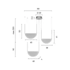 Chandelier with 3 LEDs with Removable Insert in Granulated Glass - Catalpa Viadurini