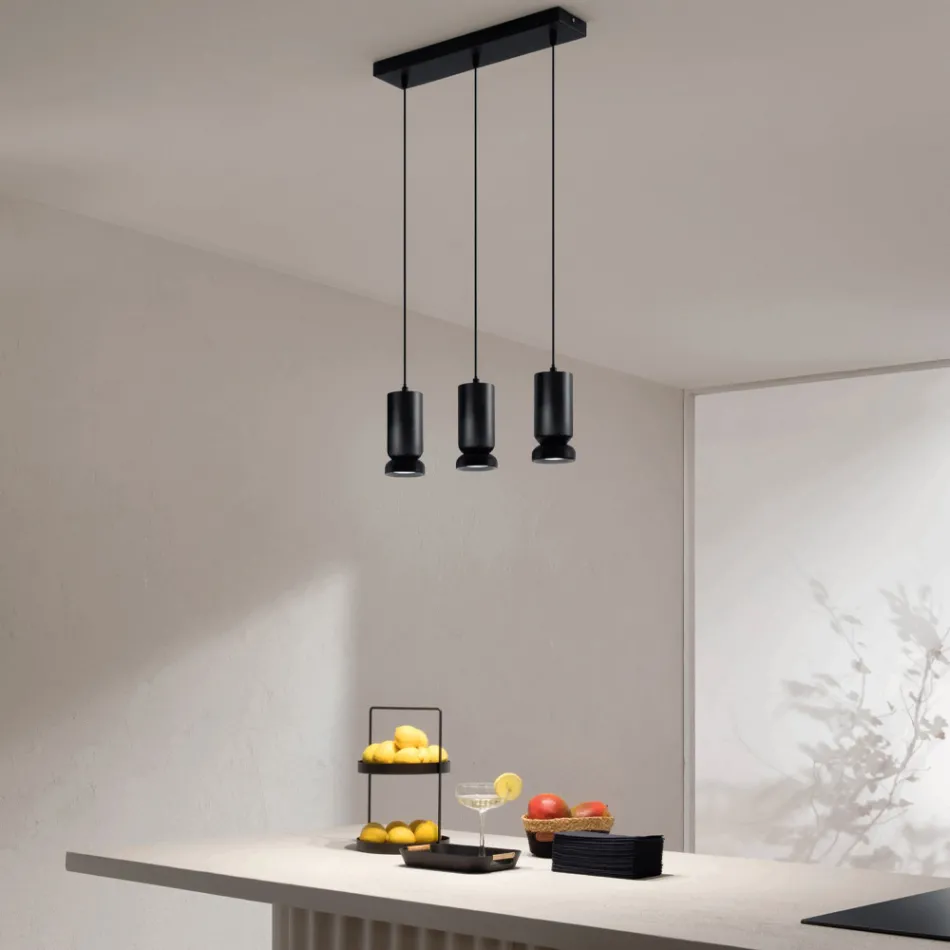 Chandelier with 3 LEDs in Powder Coated Aluminium and Adjustable Cable - Buxus Viadurini