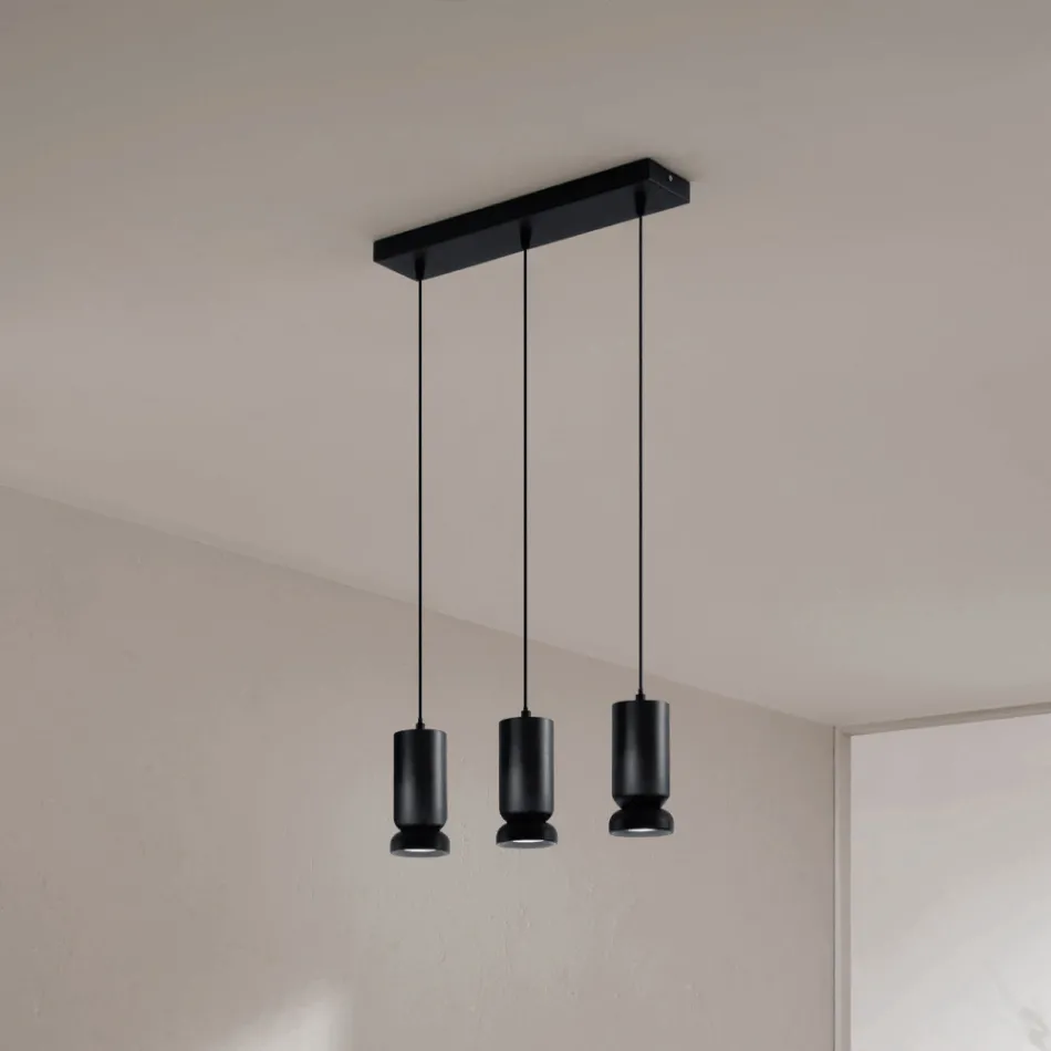 Chandelier with 3 LEDs in Powder Coated Aluminium and Adjustable Cable - Buxus Viadurini