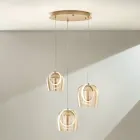 Chandelier with 3 LED Lights in Painted Metal and Optional Glass - Cedar Viadurini
