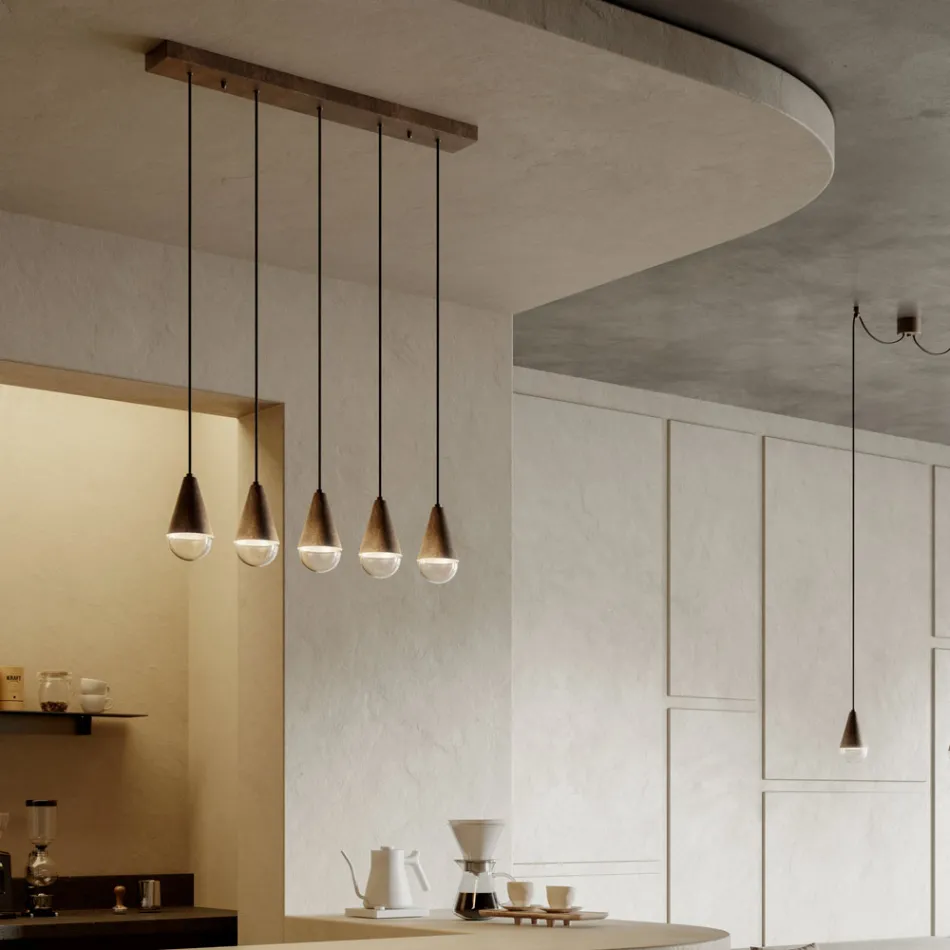 Chandelier with 5 Lights in Iron and Glass Made in Italy - Cloudy Viadurini