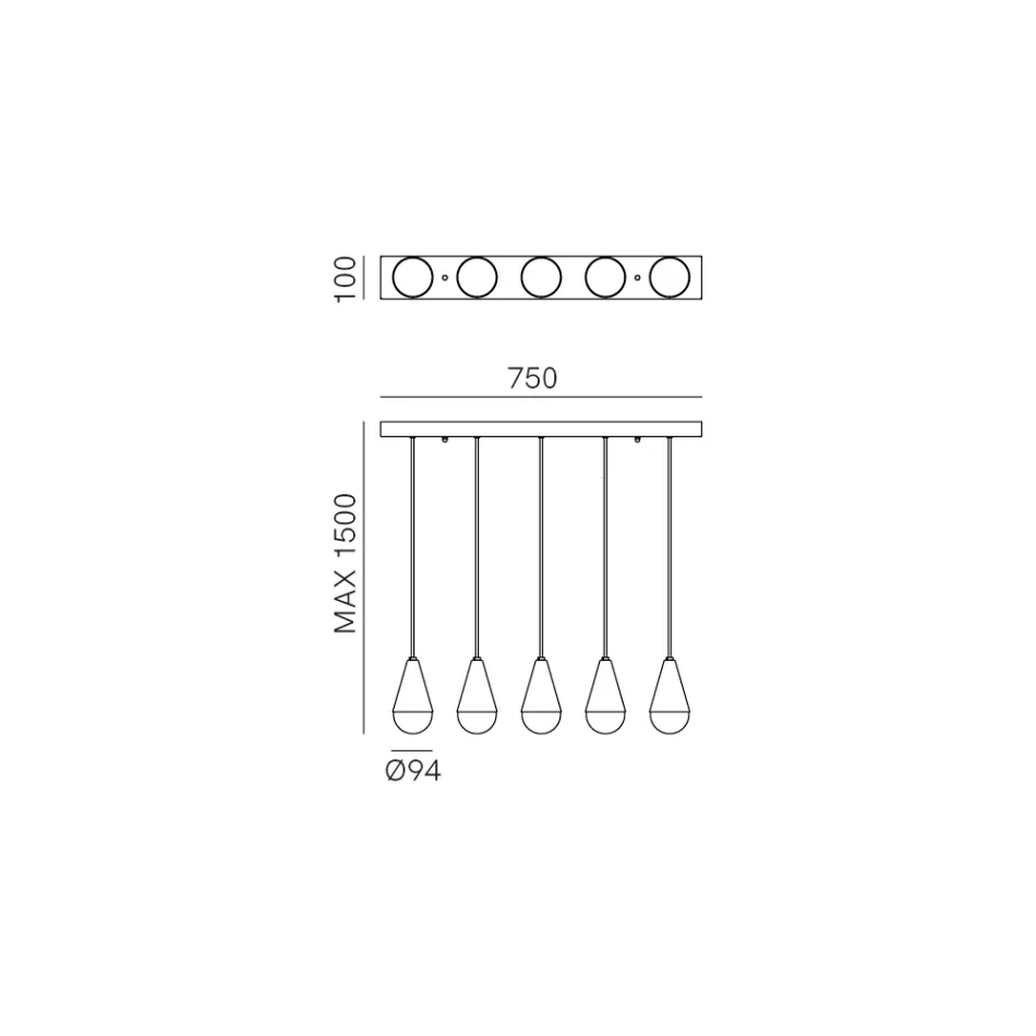 Chandelier with 5 Lights in Iron and Glass Made in Italy - Cloudy Viadurini