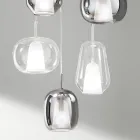 Chandelier with 6 Smoked and Transparent Glass Diffusers Made in Italy - Trilly Viadurini