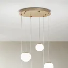 Chandelier with 6 LEDs Covered by Optional Glass and Base in Metal - Beech Viadurini